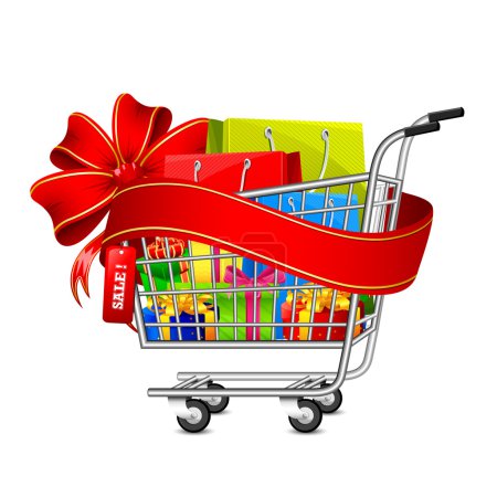 Sale Gift Box in Shopping Cart