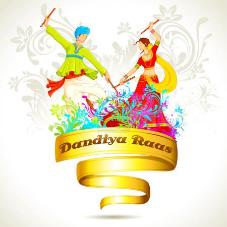 Couple playing Dandiya on Navratri