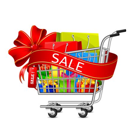 Sale Gift Box in Shopping Cart