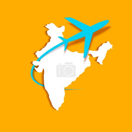 Airplane around Indian Map