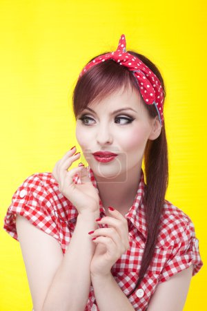 Cheerful pin up girl - retro style portrait