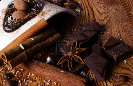 heap of candy, chocolate and spices