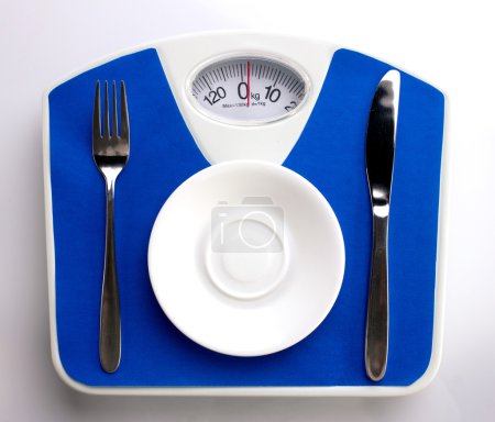 Diet menu on scale