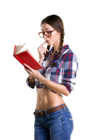 sexy student girl reading