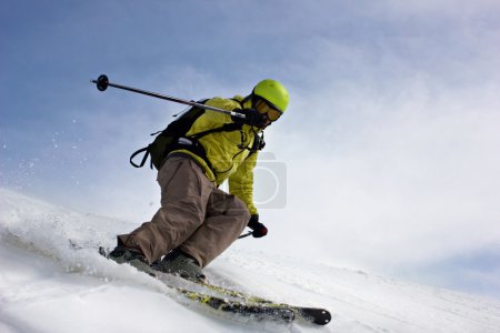 skier on mountain slopes