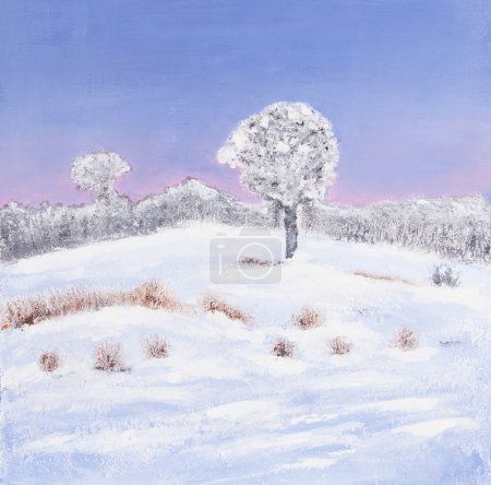 Oil painting of a winter landscape