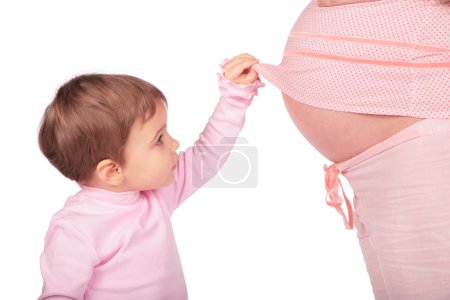 Little girl and pregnant look in