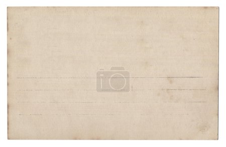Old empty postcard isolated on white