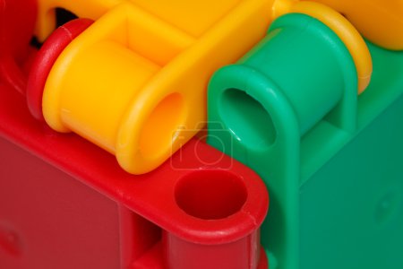 Colored plastic toys closeup