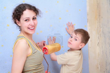 Mother and son repair room