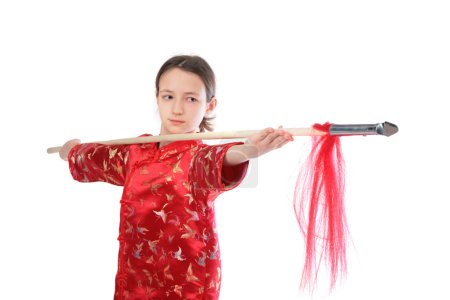Kung fu girl with spear