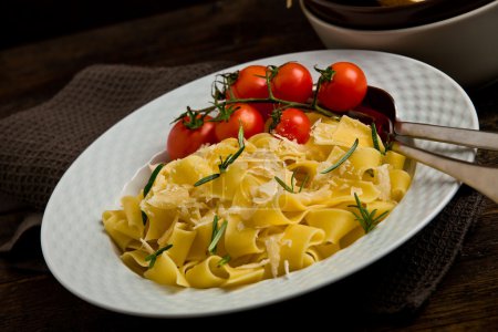 Pasta with cheese and rosemary