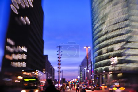 City night with cars motion blurred light in busy street