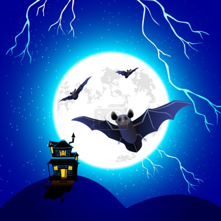 Bat flying in Halloween Night