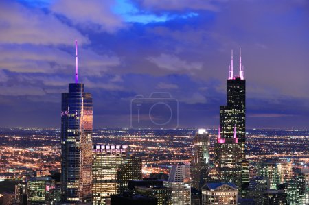 Chicago Urban aerial view at dusk