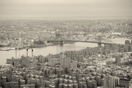 Brooklyn skyline Arial view from New York City Manhattan black a