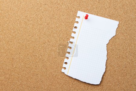 Blank torn note at the corkboard with copy space