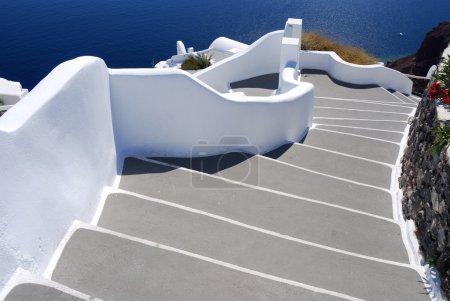 Stairs to sea, Santorini village of Oia, Greece