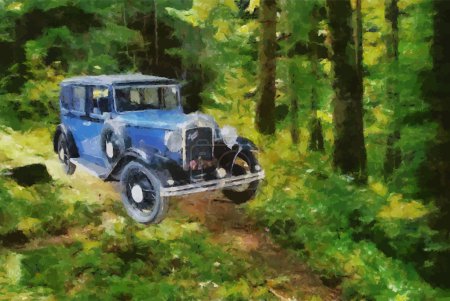 Vector Vintage cars oil painting
