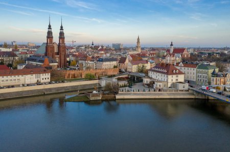 Opole, aerial view of Old Town. Poland, autumn day. Drone  shot.