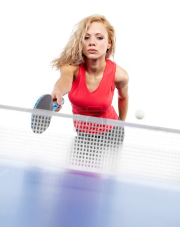 Sexy Sports girl plays table tennis