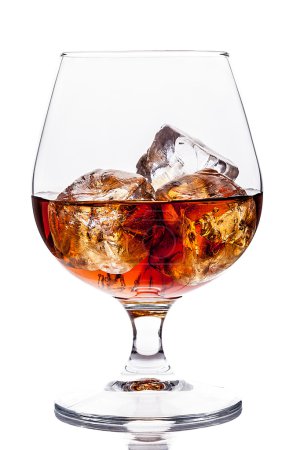 Whiskey cognac on white background