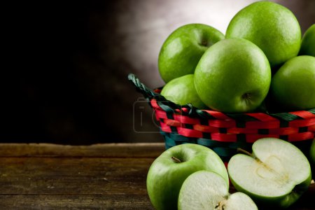 Green Apples inside a basket