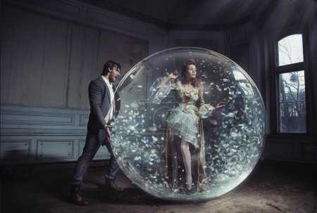A young lady got stuck in crystal ball