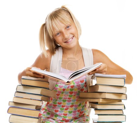 School Girl Reading The Book