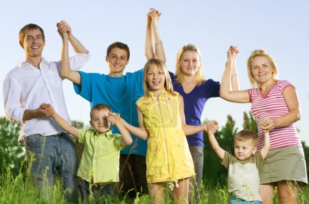 Happy Friends Outdoors. Hands Up