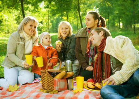 Happy Family in a Park. Picnic