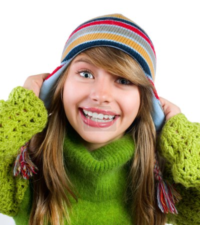Happy Winter Teenage Girl Portrait.