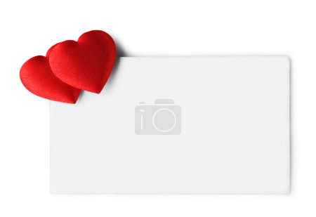 Blank Gift Tag With Red Hearts. Isolated On White