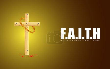 Wooden Cross on Faith Background