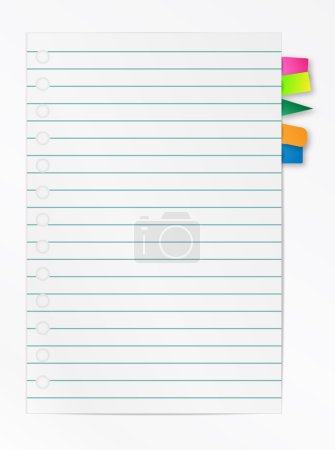 Lined notebook list with bookmarks