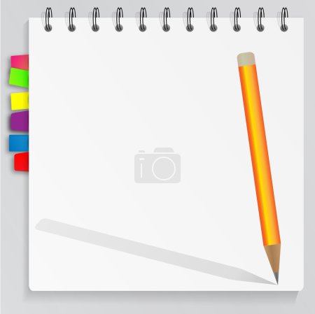 Blank notepad with bookmarks and pencil