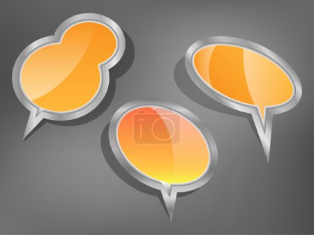 Set of metal speech bubbles with glass surface