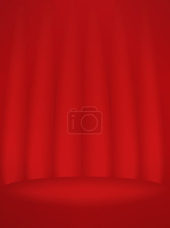 Illustration of a theater stage red curtain