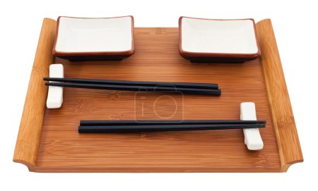 Sushi set on bamboo