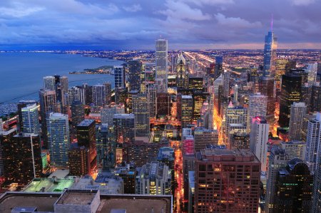 Chicago skyline panorama aerial view