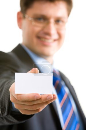 Showing business card