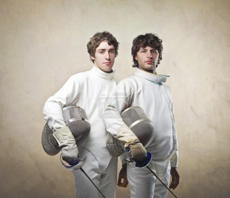 Couple of male fencers