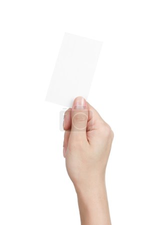 Blank business card in woman's hans