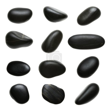 Set of massage pebbles isolated on white