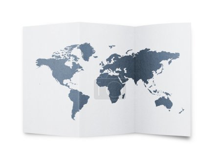 World map at paper sheet