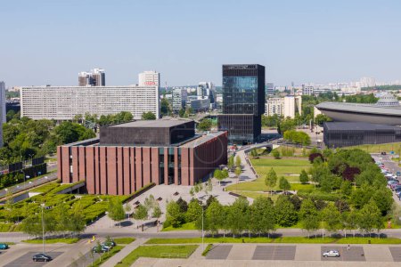 KATOWICE, POLAND - MAY 05, 2018: Panoramic view in modern distri