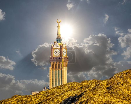 Skyline with Abraj Al Bait (Royal Clock Tower Makkah) in the Holy City of Mecca, Saudi Arabia. Saudi Arabia Skyscrapers