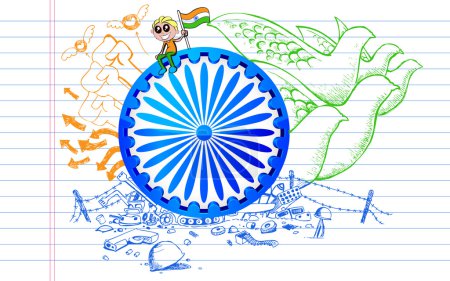 Ashok Chakra on Tricolor Doodle