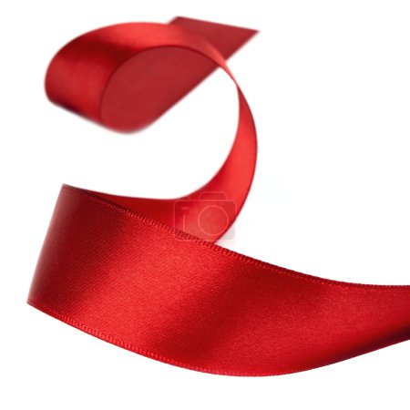 Curled Red Ribbon over White