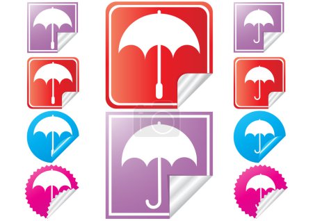 Bright stickers with umbrella